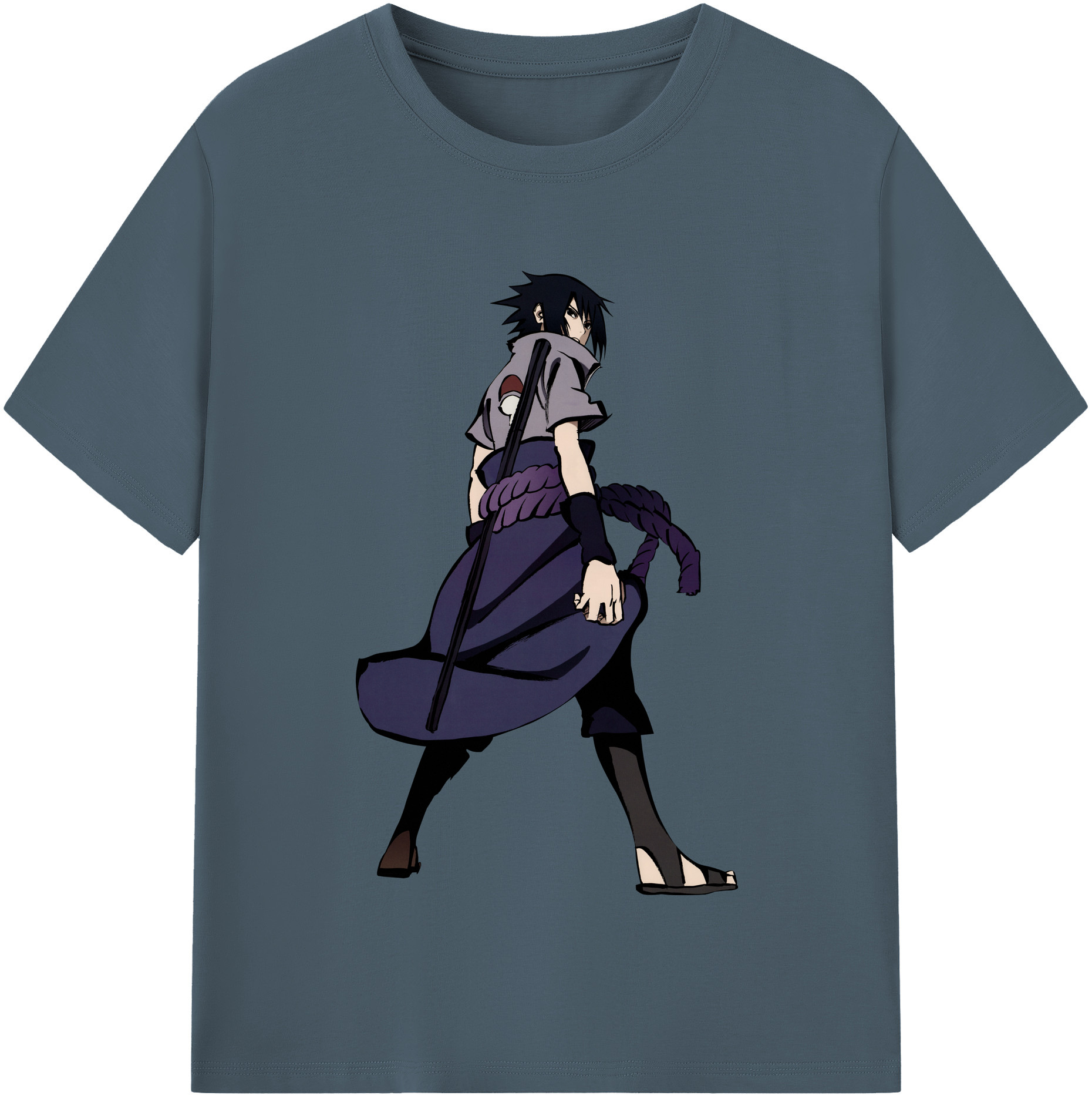 （画像用） NARUTO -ナルト- うちは サスケ Uchiha Sasuke 綿100％半袖Tシャツ（フロントプリント）